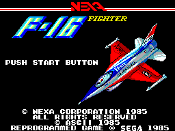 F-16 Fighter (USA, Europe) Title Screen